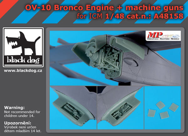 A48158 Black Dog Большой набор дополнений для OV-10 Bronco Engine + machine guns (ICM) 1/48