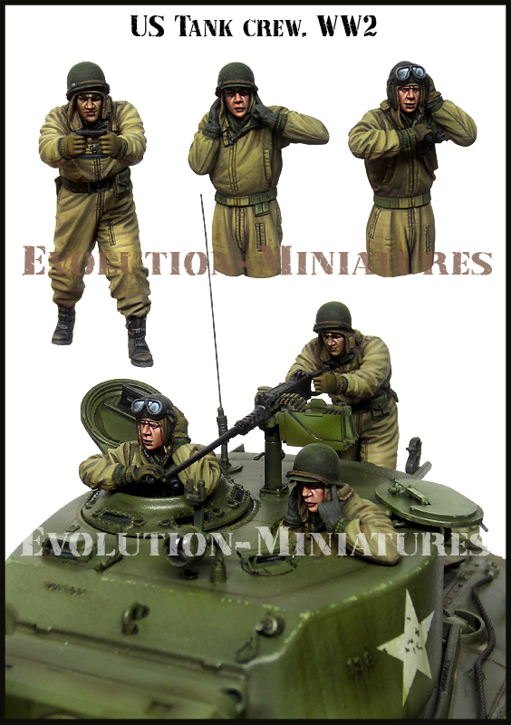 EM35225 Evolution Miniatures Американские танкисты WW2 (3 фигуры)1/35