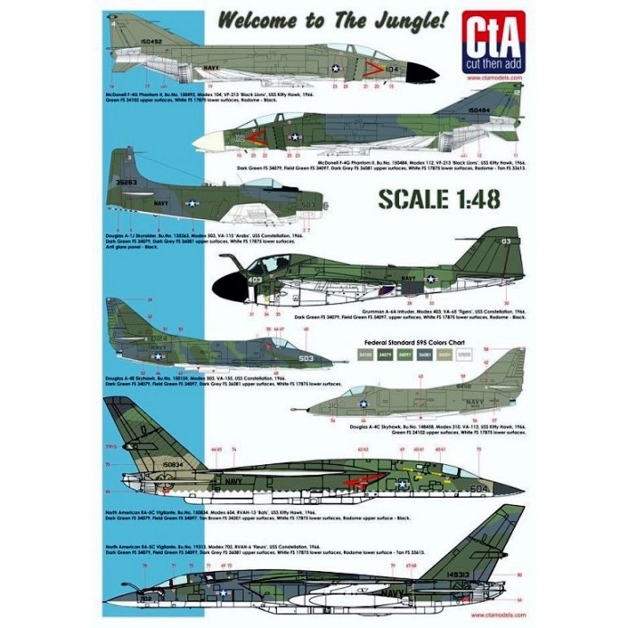 CTA-004 CtA "Welcome to the Jungle!" - Lot a USN Carrier Borne aircrafts in Green SE Asia Camo 1/48