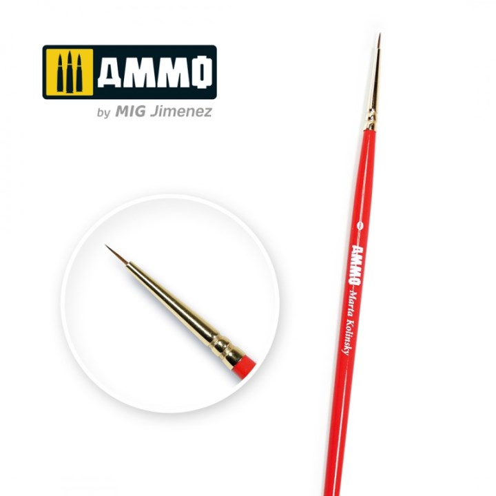 AMIG8710 AMMO MIG Кисть 0 AMMO Marta Kolinsky Premium Brush
