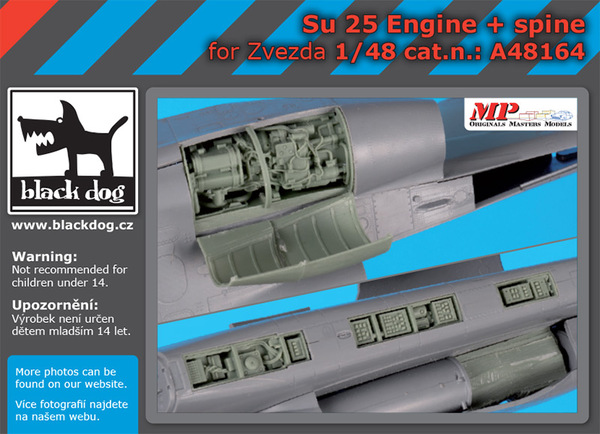 A48164 Black Dog Набор дополнений для Су-25 (Звезда) "engine + spine" 1/48
