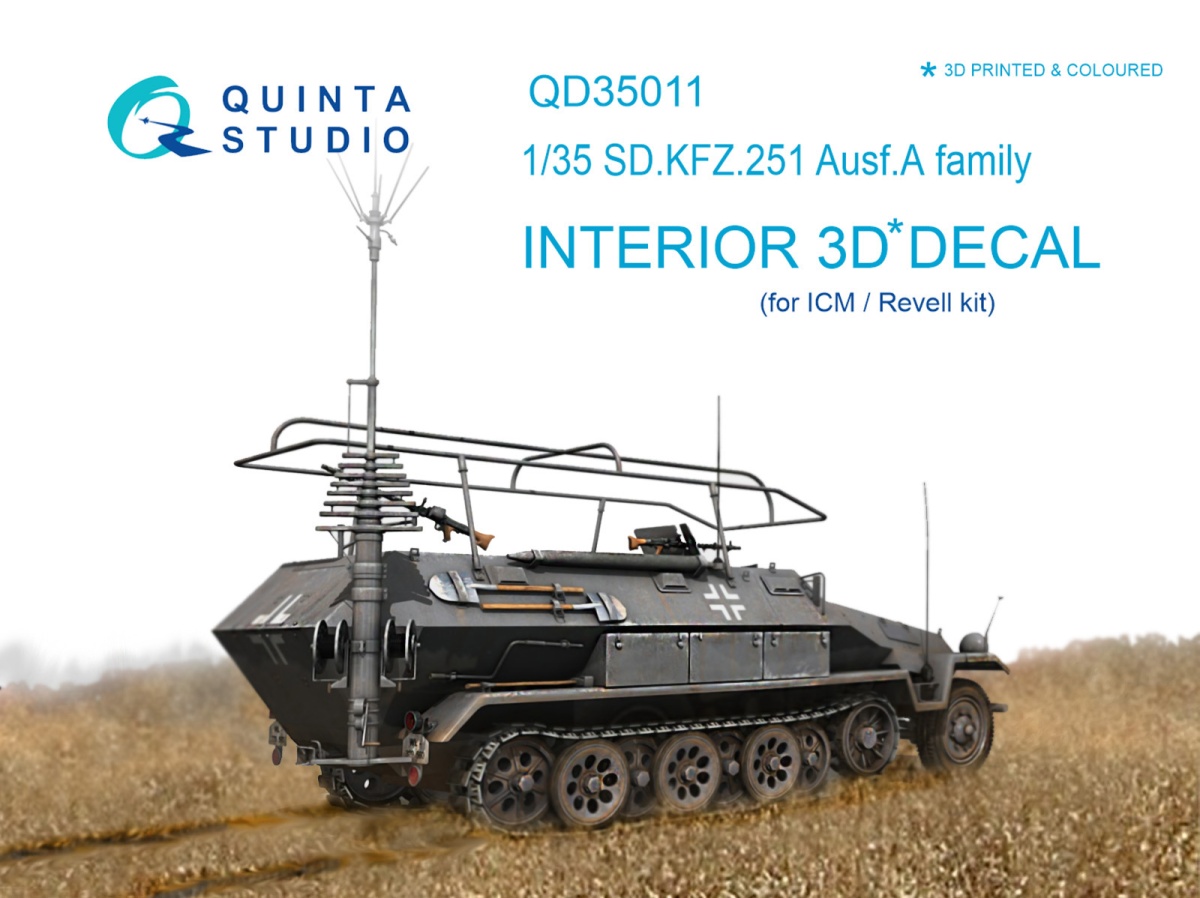 QD35011 Quinta 3D Декаль интерьера кабины для KFZ 251 Ausf.A (ICM) 1/35