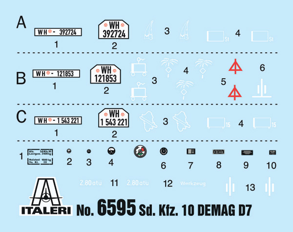 6595 Italeri Тягач Sd.Kfz.10 Demag D7 with 7,5 cm lelG 18 с расчетом 1/35