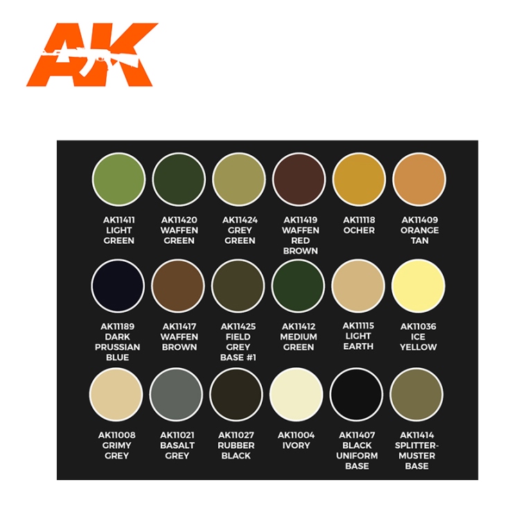 AK11759 AK Interactive Набор акриловых красок 3G "Униформа германских солдат"(18 красок)
