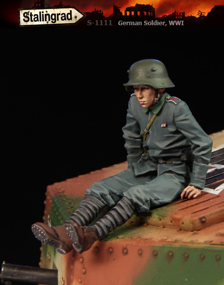 1111 Stalingrad Германский солдат, ПМВ (смола) Масштаб 1/35