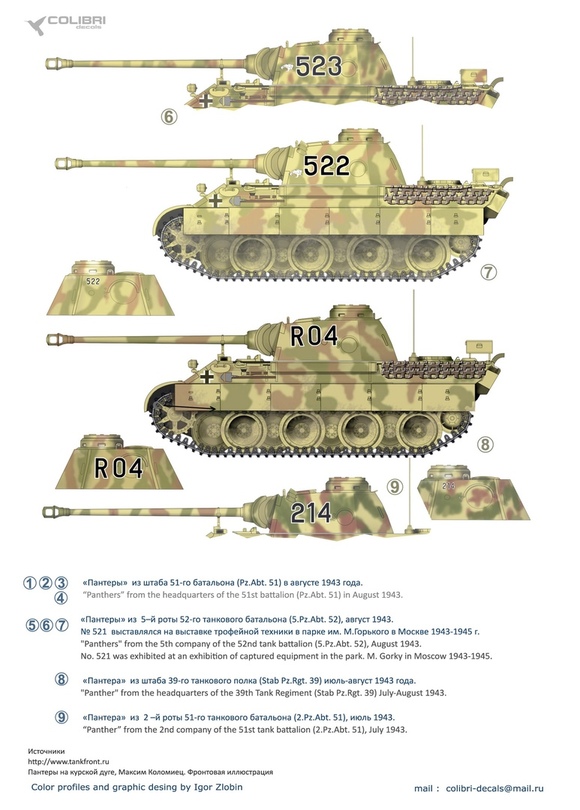35096 Colibri Decals Декали Pz.Kpfw.V Panter Ausf.D  Battle of Kursk1943 - Part II 1/35