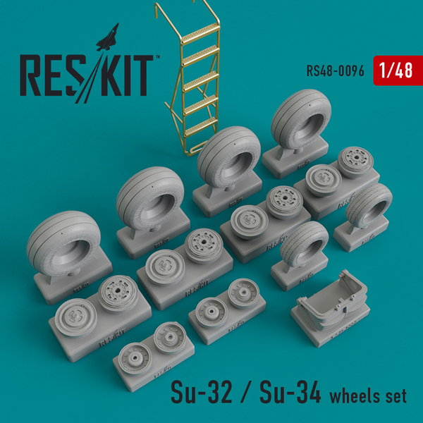RS48-0096 RESKIT Su-32 / Su-34  wheels set (Kitty Hawk, Hobby Boss) 1/48