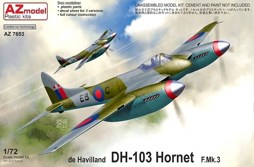 7653 AZmodel Английский истребитель DH-103 Hornet F.Mk.3 1/72