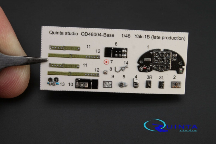 QD48004-Base Quinta 3D Декаль интерьера кабины Як-1Б (осн. элементы) 1/48