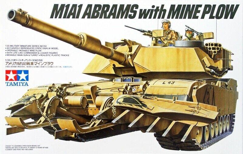 Сборная модель  35158 Tamiya Американский танк М1А1 ABRAMS с минным тралом (2 фигуры) 