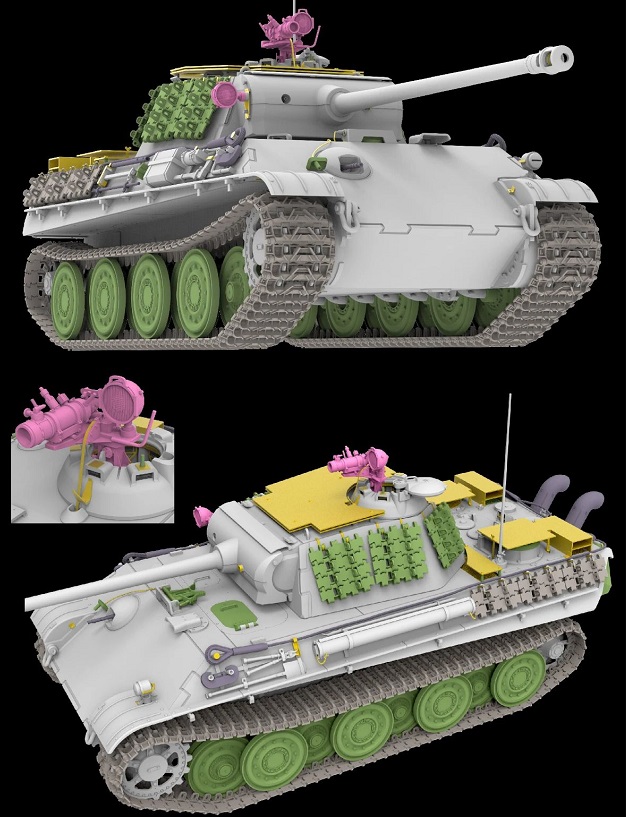 5112 RFM Танк Panther G w/Night Sights and Air Defense Armor & Steel Wheel 1/35