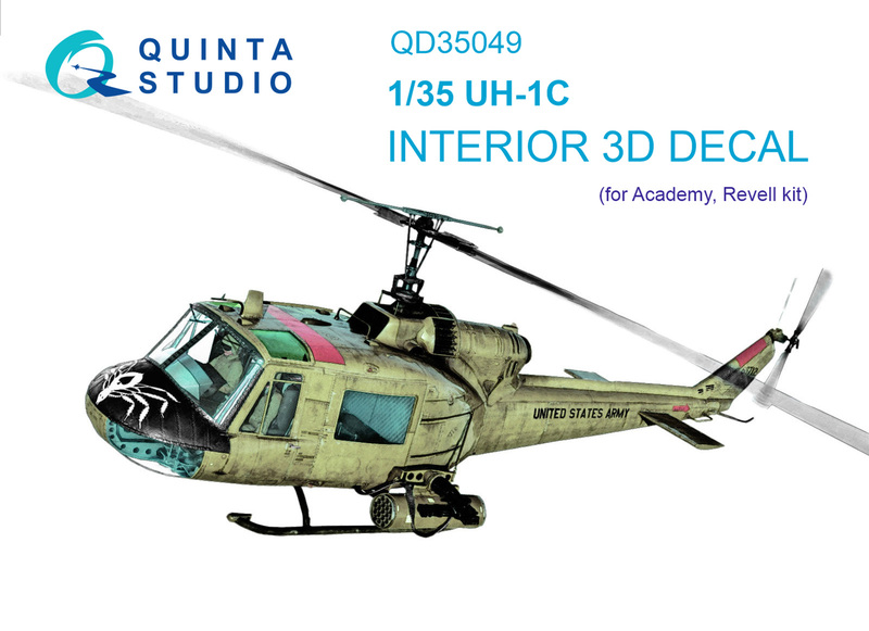 QD35049 Quinta 3D Декаль интерьера кабины UH-1C (Academy) 1/35