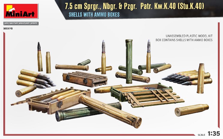 35375 MiniArt Ящики со снарядами для орудия 7.5 cm 1/35