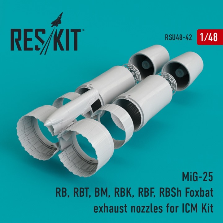 RSU48-0042 RESKIT MiG-25 (RB, RBT, BM, RBK, RBF, RBSh) Foxbat exhaust nozzles (for ICM) 1/48