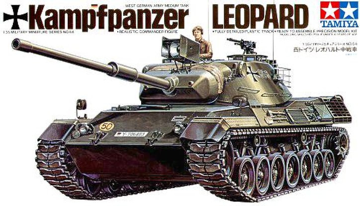 Сборная модель 35064 Tamiya Западно-германский танк Leopard "Standard Panther" 1963г. c 105-мм пушкой и 1 фигурой 