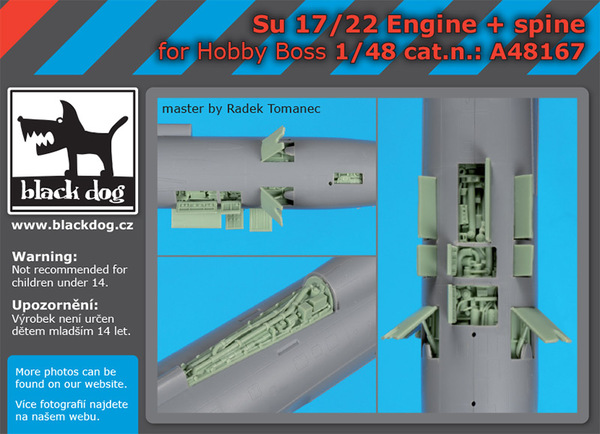 A48167 Black Dog Набор дополнений для Су-17/22 Engine + spine (Hobby Boss) 1/48