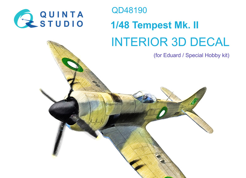 QD48190 Quinta 3D Декаль интерьера кабины Tempest Mk.II (для модели Eduard/Special Hobby) 1/48