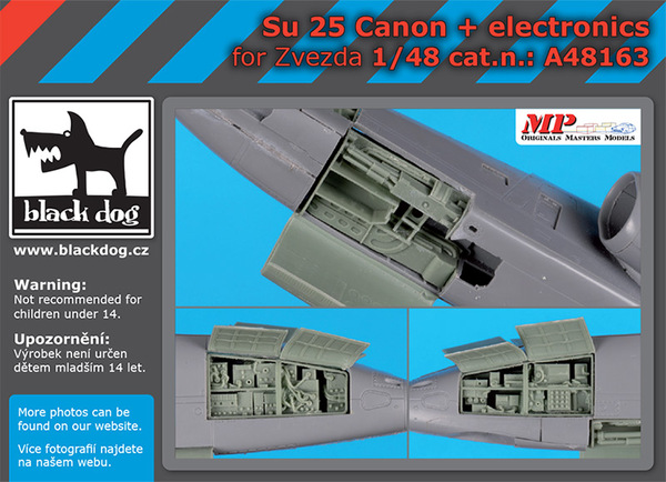 A48163 Black Dog Набор дополнений для Су-25 Canon + electronics (Zvezda) 1/48