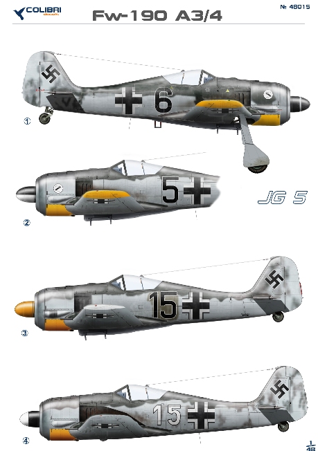 48015 Colibri Decals Набор декалей для самолета Fw-190 A3 JG 5 1/48