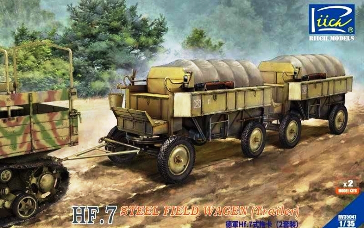 RV35041 Riich Models Прицеп Hf.7 steel field trailer with resin towing fork (Dual pack) 1/35