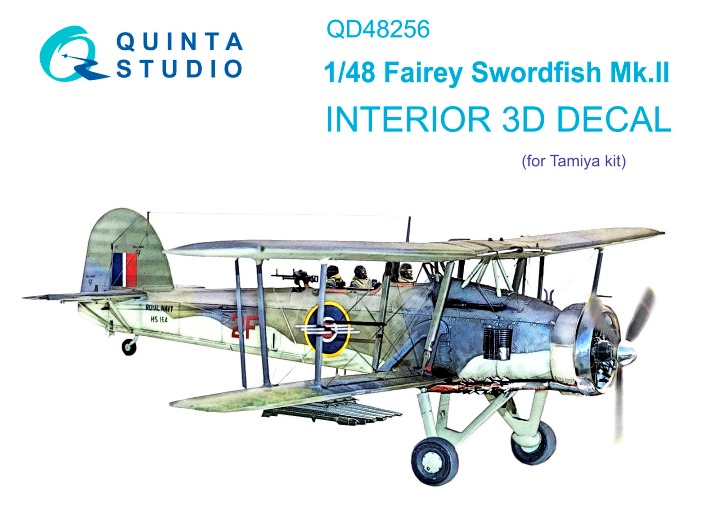 QD48256 Quinta 3D Декаль интерьера кабины Swordfish Mk.II (Tamiya) 1/48