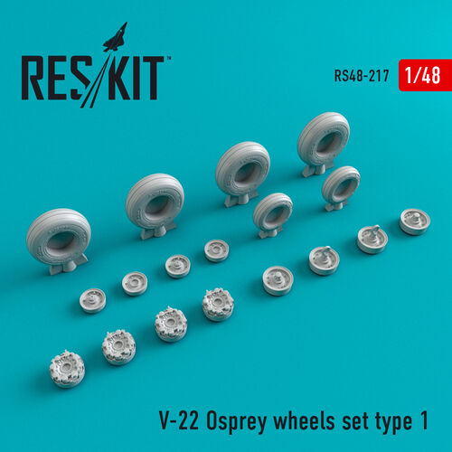 RS48-0217 RESKIT V-22 Osprey Type 1 wheels set (HobbyBoss, Italeri, Testors) 1/48