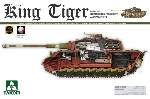 Сборная модель 2045 Takom Танк King Tiger Sd.Kfz.182 HENSCHEL TURRET w/ZIMMERIT  