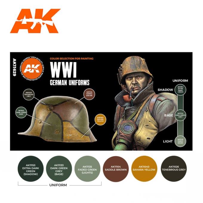 AK11629 AK Interactive Набор красок 3G "Форма германских солдат WWI, 6шт