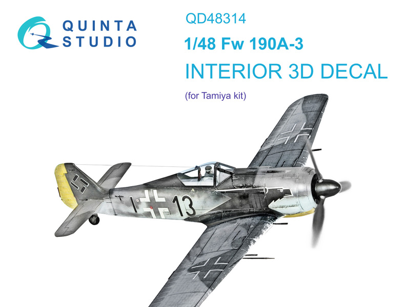 QD48314 Quinta 3D Декаль интерьера кабины Fw 190A-3 (Tamiya) 1/48