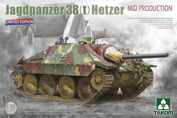 2171X Takom Самоходное орудие Jagdpanzer 38(t) Hetzer (средняя версия) 1/35