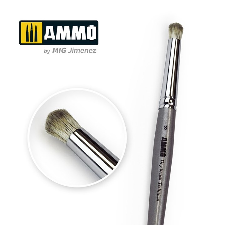 AMIG8703 AMMO MIG Кисть 8 AMMO Drybrush Technical Brush