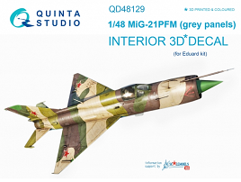 QD48129 Quinta 3D Декаль интерьера кабины МиГ-21ПФМ (для модели фирмы Eduard) 1/48