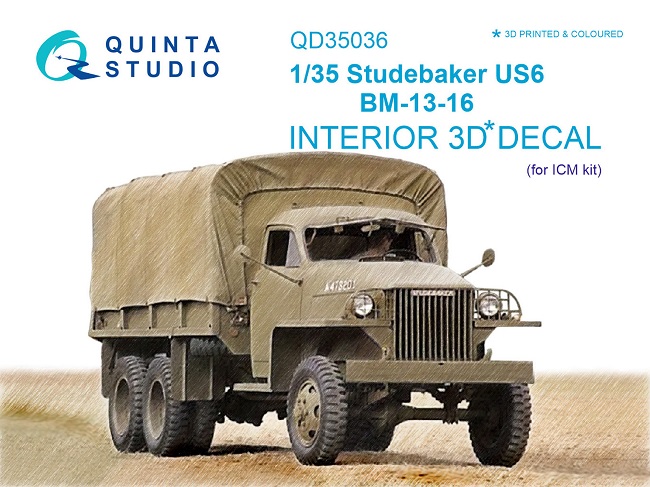 QD35036 Quinta 3D Декаль интерьера кабины Studebaker US6 BM-13-16 (для ICM) 1/35