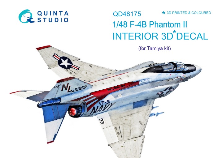 QD48175 Quinta 3D Декаль интерьера кабины F-4J  (для Tamiya) 1/48