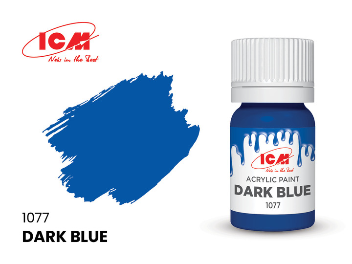 C1077 ICM Акриловая краска Тёмно-синий (Dark blue ) 12мл