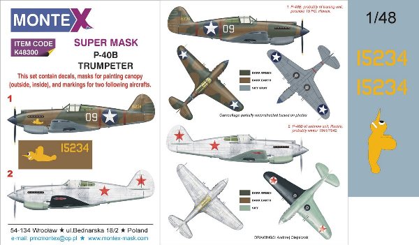K48300 Montex  Super Mask P-40B  (TRUMPETER) 1/48