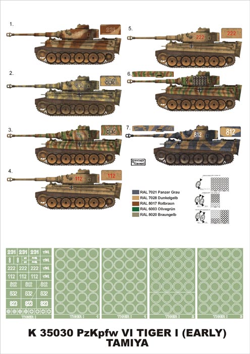 K35030 Montex Набор масок для танка Тигр ранних версий (Tamiya) Масштаб 1/35