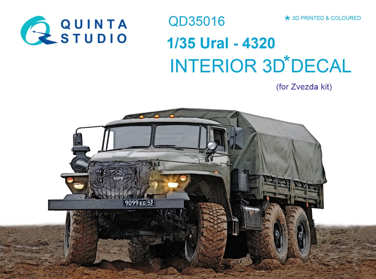 QD35016 Quinta 3D Декаль интерьера кабины Урал-4320 (для модели Звезда)