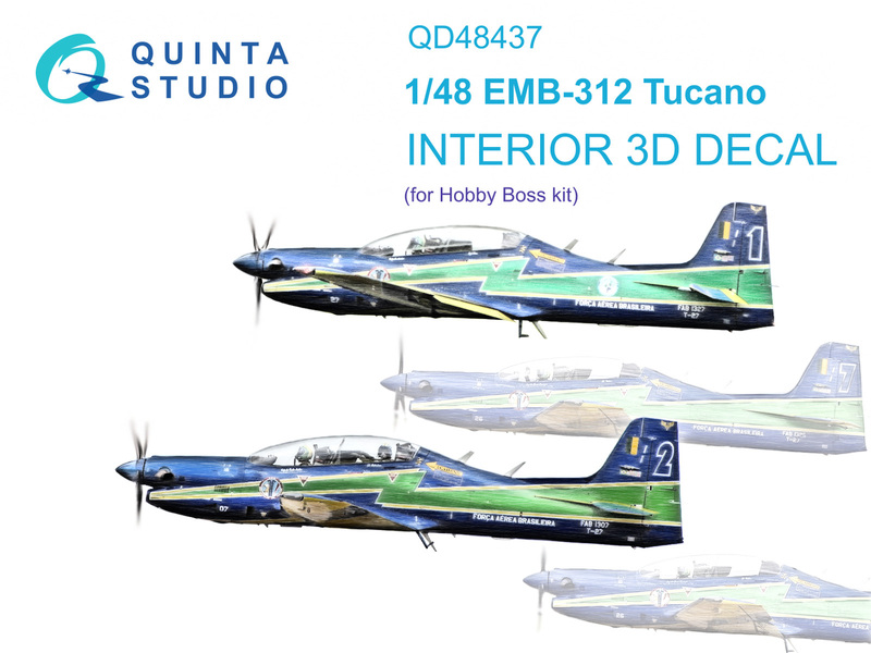 QD48437 Quinta 3D Декаль интерьера кабины EMB-312 Tucano (Hobby Boss) 1/48