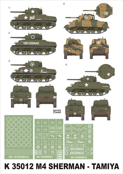 K35012 Montex Набор масок для танка M4 Sherman (Tamiya) Масштаб 1/35