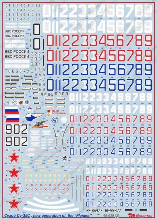 48039 Begemot Декали для Су-35С  Масштаб 1/48