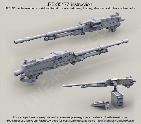 LRE35177 Live Resin Танковый пулемет M240C для для техники 1/35