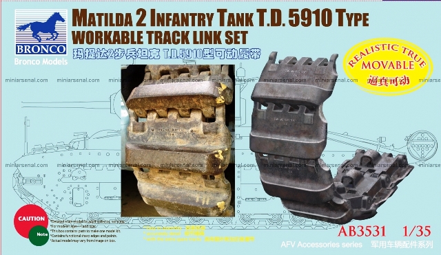AB3531 Bronco Набор рабочих пластиковых траков t.d 5910 для танка MATILDA 2 1/35