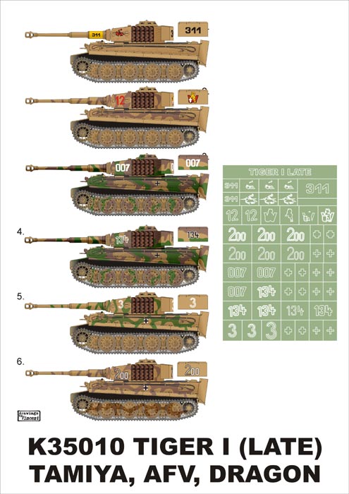 K35010 Montex Набор масок для танка "Тигр" поздних версий (Dragon, Tamiya, AFV Club) Масштаб 1/35