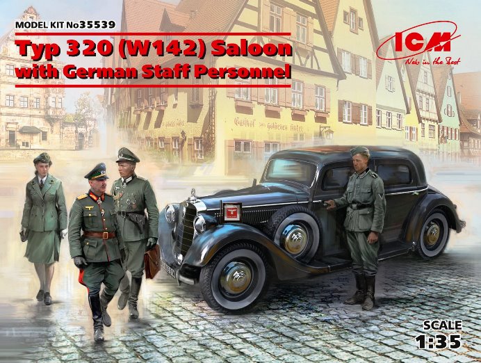 35539 ICM Легковой автомобиль Вермахта Typ 320 (W142) Saloon cо штабным персоналом 1/35