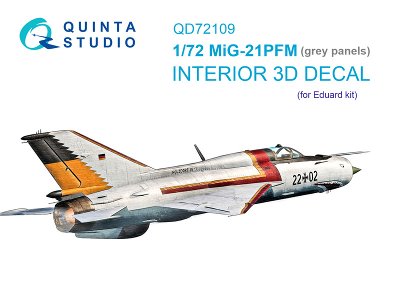 QD72109 Quinta 3D Декаль интерьера кабины MiG-21PFM (grey panels) (Eduard) 1/72