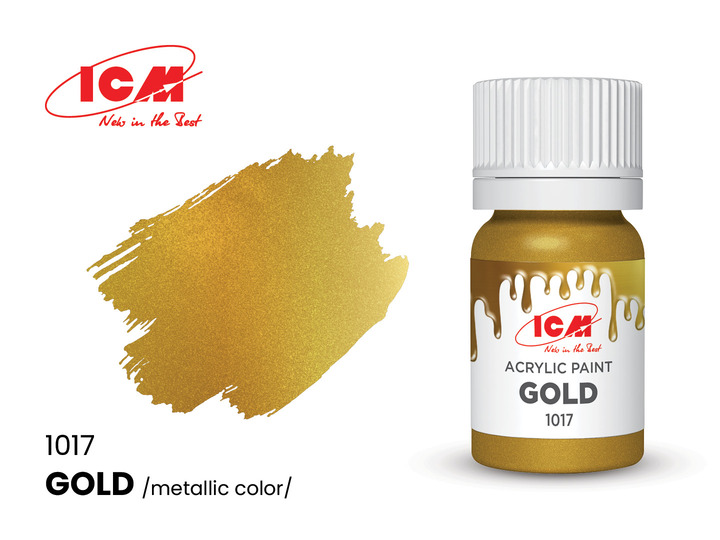 C1017 ICM Акриловая краска Золото (Gold) 12мл