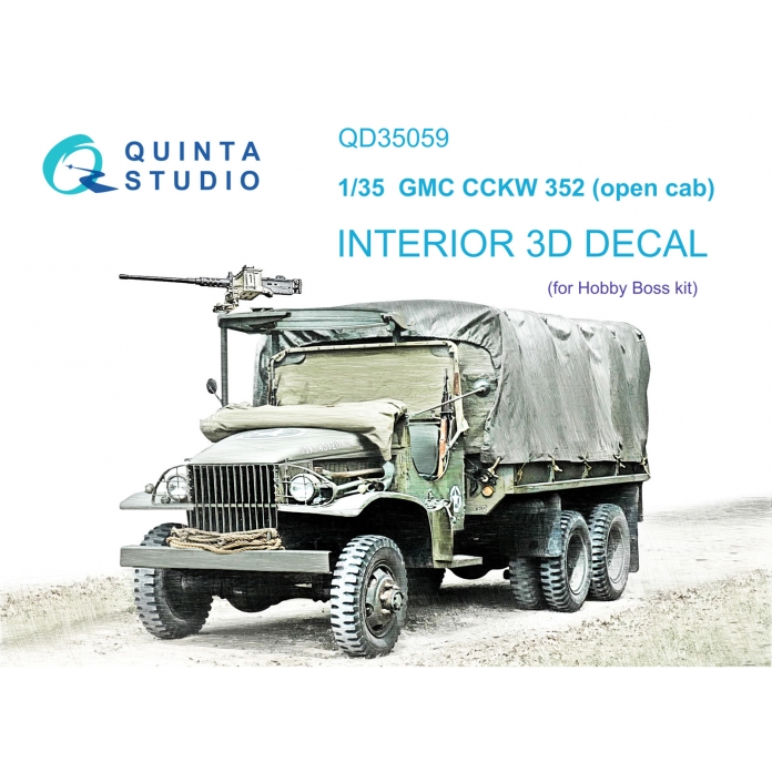 QD35059 Quinta 3D Декаль интерьера кабины для GMC CCKW 352Cargo Track (open cab) (Hobby Boss) 1/35