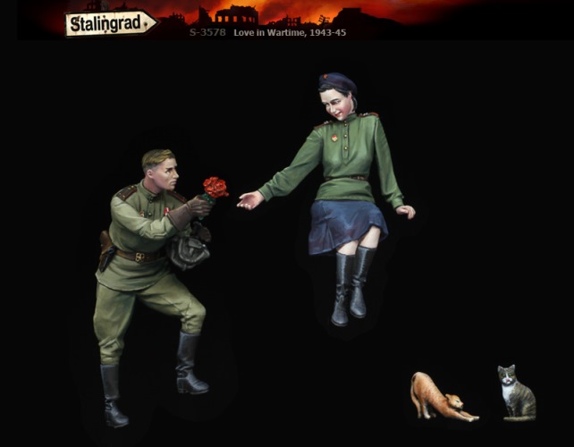3578 Stalingrad Любовь на фронте (2 фигуры+коты) 1/35