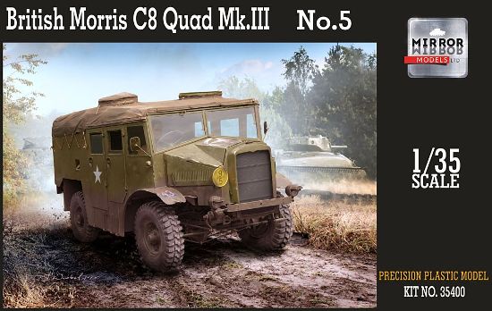 Сборная модель 35400 Mirror Models Английский автомобиль Morris C8 Quad MK.III